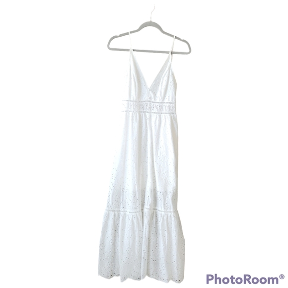 Simplee White Babydoll Eyelet Crochet Maxi Dress - Picture 7 of 15